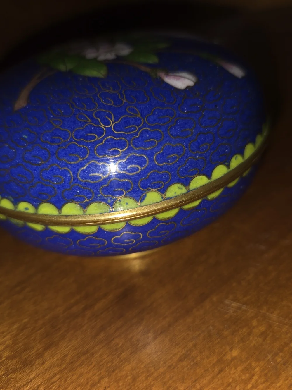 Blue Floral Cloisonné Trinket Box